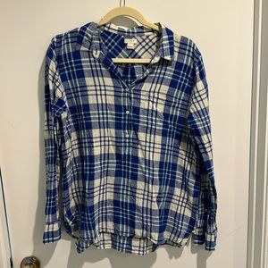 J. Crew Blue and White Plaid Button Down Shirt